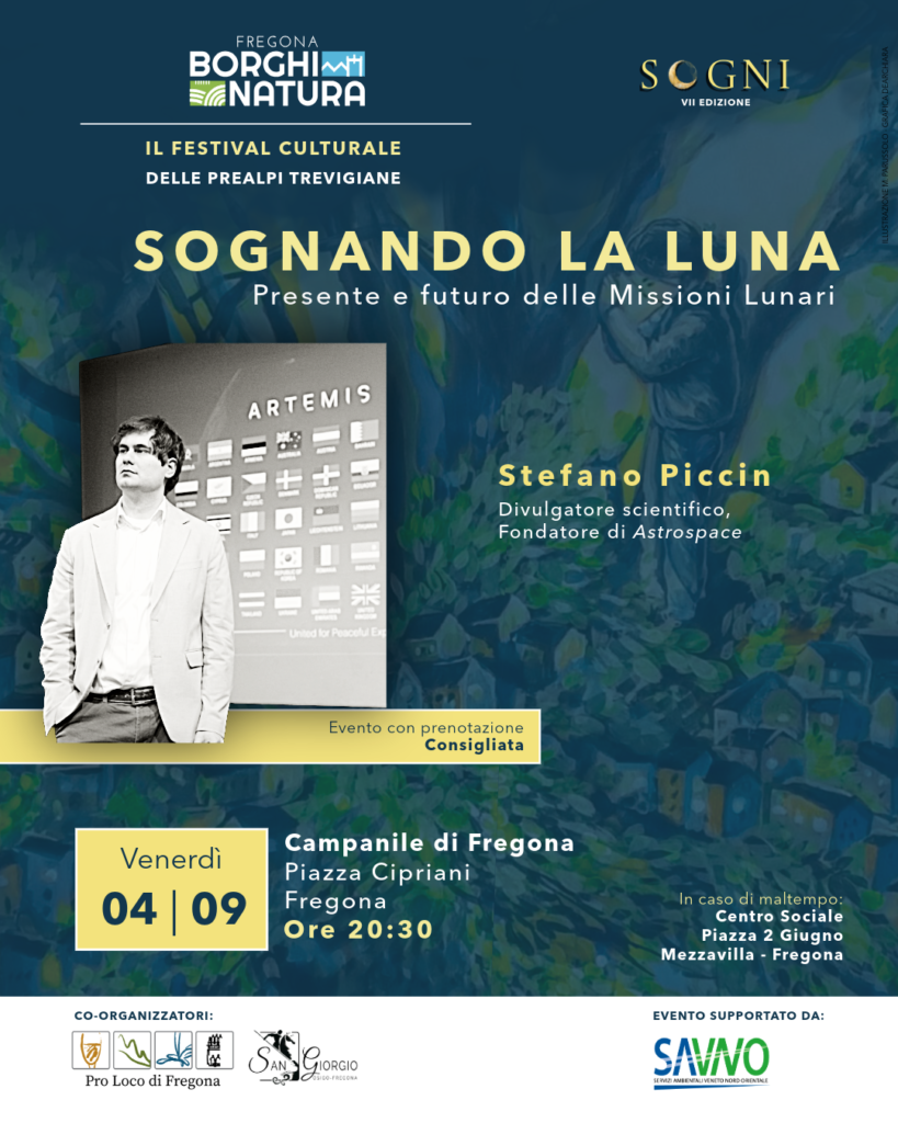 Locandina di “Sognando la Luna: presente e futuro delle missioni lunari”