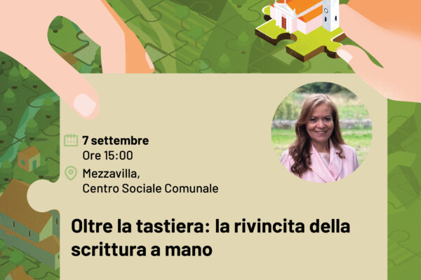 Locandina dell'incontro sulla scrittura a mano con Mariateresa Zanola