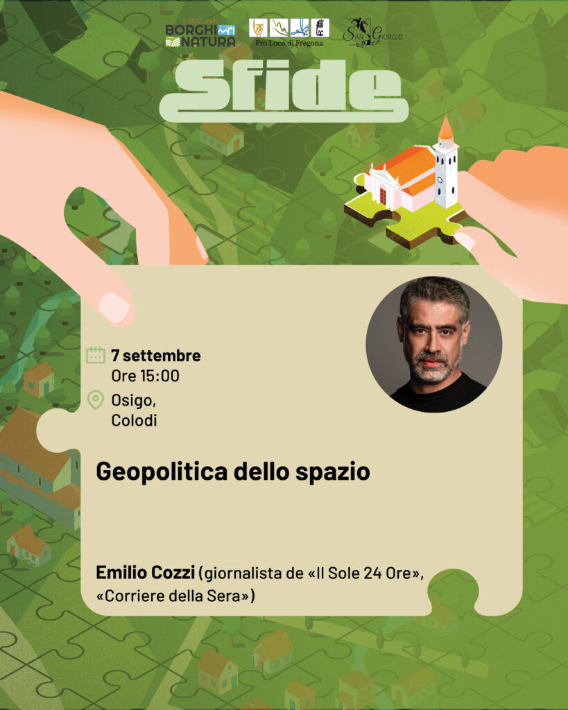 Locandina dell'incontro Geopolitica dello spazio con Emilio Cozzi e Matteo Poloni