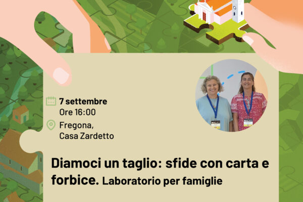 Locandina di Diamoci un taglio, laboratorio creativo con carta e forbice