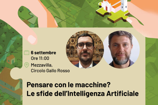 Locandina dell'incontro sull'Intelligenza Artificiale con Alberto Castellini e Fabio Vandin