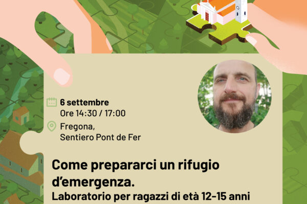 Locandina del laboratorio Come prepararci un rifugio d'emergenza con Maurizio Marchiori